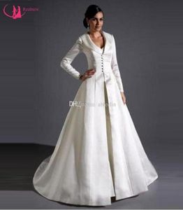 Manteaux de mariage d'hiver vestes de cape de mariée balayage Train manches longues blanc mariage Satin haussements d'épaules occasions spéciales enveloppes 4015549