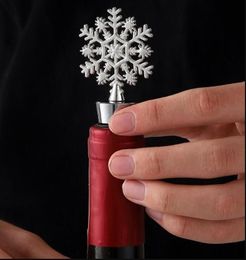 Winter trouwfeest gunsten zilver afgewerkt sneeuwvlok wijnstopper met eenvoudige pakket kerstdecoratie bargereedschap rra595