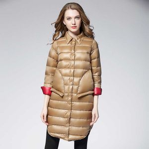 Hiver femme parc manteau version coréenne mode simple longue épaisse femmes ultra léger duvet de canard veste femme grande taille 210608
