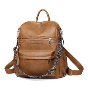 Hiver Women Casual Backpack Pu Leather School for Teenage Girls Travel Vintage Fashion Leopard Sacs d'épaule 240328