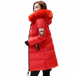 Winter Vrouwen Koude Jas Parka Mid-Lengte Capuchon Gewatteerde Jas Grote Bontkraag Warmte Jas Goedkope Groothandel Gratis schip Fi 35s9 #