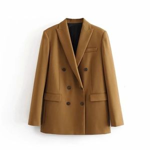 Winter vrouwen dubbele borsten blazer jas kantoor dame slanke elegante jassen 201106