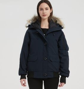 Hiver femmes doudounes CG Chilliwack Bomber Parka véritable raton laveur à capuche col de fourrure manteau bas hommes épais chaud Parkas noir sortie plein air Sport armée vert