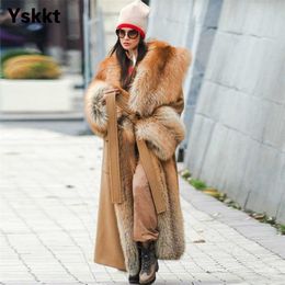 Invierno mujeres abrigo de piel sintética largo color sólido abrigos de piel abrigos cinturón peludo abrigo para mujer chaquetas cálidas manga larga elegante dama moda 211110