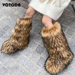 Botas de invierno para mujer, piel sintética, nieve, plataforma cálida, larga, linda felpa sobre la rodilla, botas altas Y2K para niñas, zapatos peludos para exteriores T231104