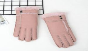 Gants d'hiver en laine pour femmes, en cuir véritable, en peau de mouton, en fourrure de mouton solide, mitaines élégantes et chaudes, AGB483 S10253906788