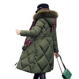 Hiver femmes manteau à capuche dames col de fourrure épaissir chaud longue veste femme grande taille 5XL vêtements d'extérieur Parka S5701