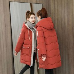 Chaqueta de invierno para mujer, abrigos, Parkas largas para mujer, abrigo con capucha de algodón, chaquetas gruesas y cálidas, abrigo informal para estudiantes a prueba de viento 231222