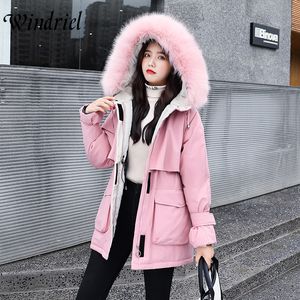 Hiver Femmes Vestes Lâche Casual Grandes Poches Parkas Neige Porter Des Vêtements Rembourrés Mince À Capuche Épais Chaud Vêtements Manteau Windriel 201019