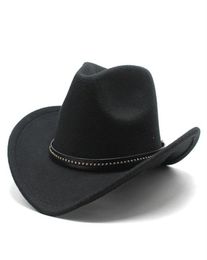 Hiver femmes hommes noir laine Fedora chapeau Chapeu Western Cowboy chapeau Gentleman Jazz Sombrero Hombre casquette élégante dame Cowgirl chapeaux 22024264148