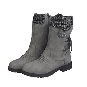 Bottes d'hiver mi-mollet pour femmes, bottes de neige en daim à la mode, rétro, fermeture éclair, bottes chaudes pour femmes, chaussures à talons bas, Botas Mujer pour filles, chaussures de fête 35-43