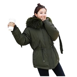 Femmes d'hiver Parka version coréenne M-2XL rouge gris vert noir mode manteau mince vêtements chauds feminina LR349 210531