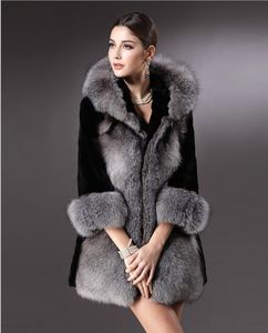 Inverno Donna Taglie forti Cappotto in pelliccia sintetica Moda Giacche lunghe Cappotto in pelliccia di volpe argentata all'ingrosso Capispalla per donna