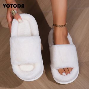 Hiver femmes pantoufles en peluche plate-forme maison coton chaussures fourrure chaud doux diapositives mignon doux basique tongs unisexe maison pantoufle 240126