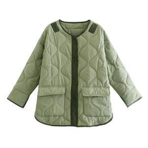 Veste matelassée pour femmes, décontractée, bloc de couleurs, manches longues, col rond, cardigans boutonnés, manteaux rembourrés en coton, hiver