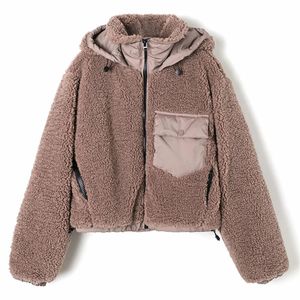 Hiver femmes mode couture tout-match Anti-agneau laine polaire épaississement court à capuche veste manteau 210521