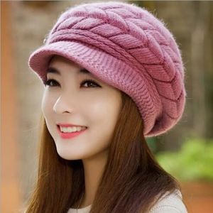 Chapeau d'hiver pour femmes, à large bord, garde au chaud, tricoté, doux, à haute élasticité, chaud, bonnet pour filles, couleur unie, nouveau 2023, 240110