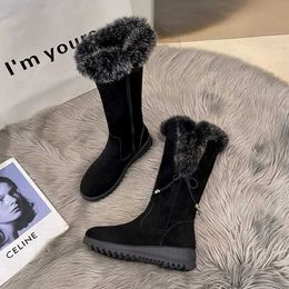 Botas de neve femininas de inverno moda manter quente mais veludo joelho botas altas para mulheres casuais sapatos de plataforma de salto grosso