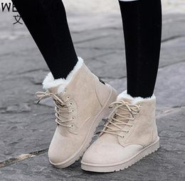 Bottes de neige pour femmes hivernales Style de mode 2018 Bottes de cheville de couleur unie pour femmes Chaussures chaudes confortables Botas Mujer ST9034352765