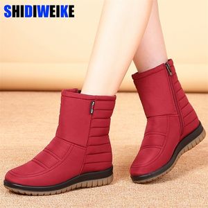 Winter Winter Dames Snow Boots Ladies Waterdichte warme enkelschoenen Wedges Platform Plush schoenen vrouwelijke bota's mujer zapatos borduurschoen laars y200115