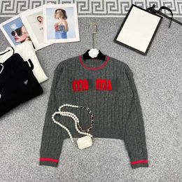 Winter damessweater Miu designer sweatshirt wollen truien dames breiwerk Letter Embroidery pullover kort jack