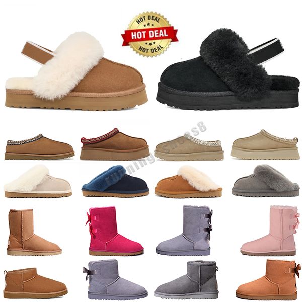 Hiver femmes Tasman pantoufles Tazz moutarde graine plate-forme classique Ultra Mini botte châtaigne fourrure diapositives en peau de mouton Slip-onDisquette chaussures noires daim supérieur laine automne