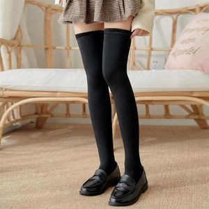 Hiver femmes cuissardes chaussettes chaussettes doublées en peluche collants jambières bout ouvert chaussettes décontractées filles JK jupes bas sans couture 312N