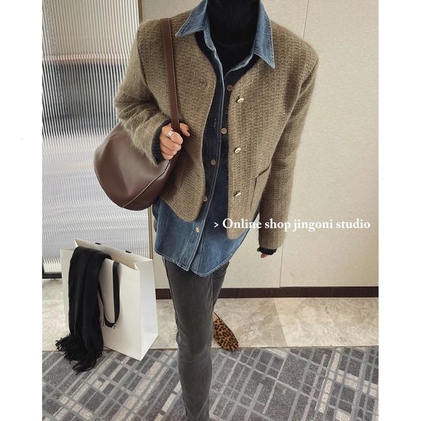 Hiver femmes Trench manteaux laine lourde Tweed vestes courtes Blazers imperméable Oem mode coréenne vêtements tendances produits 240117