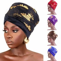 Winter Winter Velvet Turban Headscarf Wrap Moslim hijab Bonnet Cap Afrikaanse Nigeriaanse hoofdbandbuis sjaals Haaraccessoires 240410