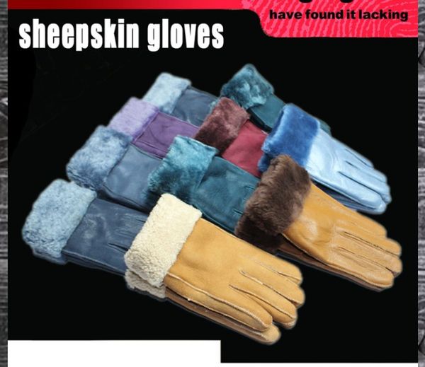 Gants en laine pour femmes d'hiver Five Fingers gants en laine en peau de mouton locomotive suture 100% véritable laine intérieure prix d'usine vente