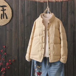 Hiver Femmes Doudounes Court Ultra Léger Blanc Duvet de Canard Manteau Puffer Veste Femme Mince Vers Le Bas Veste Automne Parkas 211007