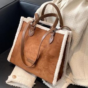 Sac à bandoulière en daim pour femmes d'hiver sacs à main et sacs à main de luxe Designer de haute qualité couture en peluche femme sac à main Sac Bolso 240119