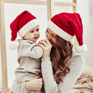 Winterwollen bal moeder en baby gebreide muts nieuwe warme kerstmuts