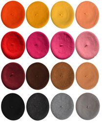 Hiver Wool Beret Dome Spring Sketching Hat Couleur solide Femme Femmes Femmes Bérets littéraires3160758