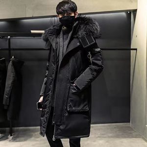 Winter Wolle Mischungen Mantel Verdicken Jacke männer Mit Kapuze Warme Verlängern Parka Mantel Weiße ente unten Hight Qualität männlichen Unten mantel 231229