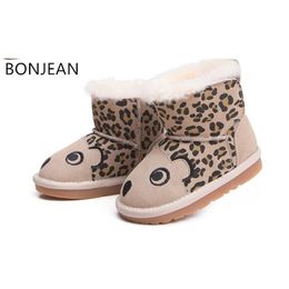 Bottes de laine d'hiver Bottes de neige pour enfants Chaussures pour enfants Garçons et filles Laine de mouton 2554boots 201113