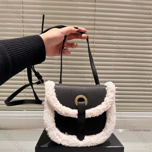 Bolsos de lana de invierno Silla de montar Bolso de diseñador de lujo Bolsos cruzados de felpa para mujer Mini bolso con solapa Monedero esponjoso Bolsos cálidos para mujer Cartera pequeña Bolsos de hombro