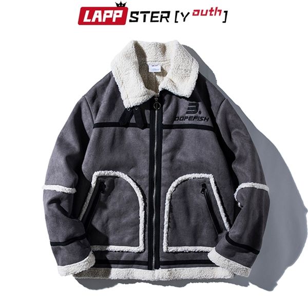 Vestes en laine d'hiver pour hommes streetwear épais veste en veste de vent masculin vintage hip hop manteaux coréens 210420