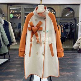 Manteau d'hiver en laine pour femme, Trench-Coat de styliste, veste longue en cachemire double face, coupe-vent pour femme