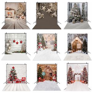 Hiver Noël Decro Bollants de pin Snow Baby Toys Sill Merry Christmas Wood Board Photography Fond pour photo studio