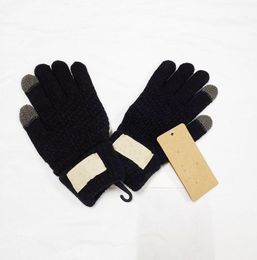 inviernoGuantes de hilo y lana para mujer Moda MUJER al aire libre Guante de cinco dedos s Ciclismo deporte Mitones guantes verdes con punta de 4 colores