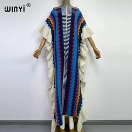 WINYI tricot arc-en-ciel impression confort chaud hiver mode robe de vacances élégant afrique femmes Boho fête longue robe 240321