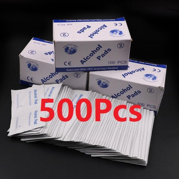 Wipes 500pc tampons de lingettes alcoolisées lingettes désinfectantes désinfection alcool Pack Nail Art nettoyage coton peau propre soins équipement extérieur