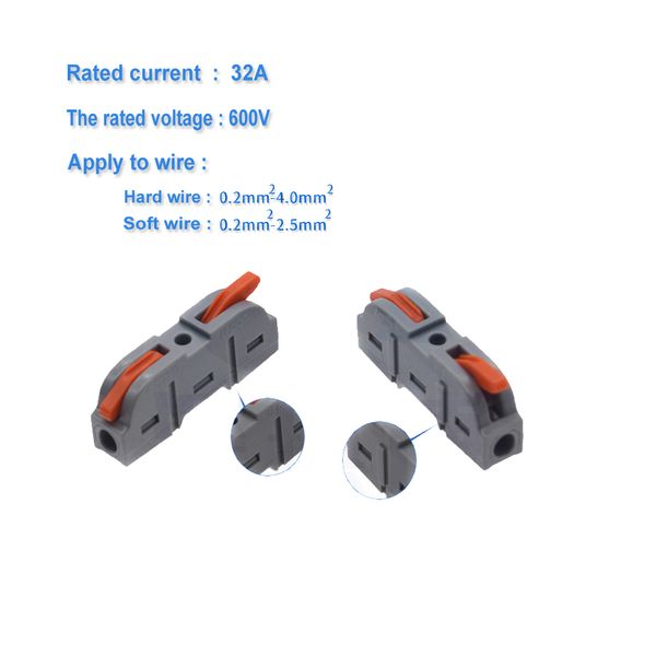 Terminales de conector de alambre Cable eléctrico de aislamiento eléctrico Electricista Electricista Compacto de acoplamiento rápido de juego rápido Simple