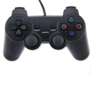 Controlador con cable Doble Choque Gamepad Joystick para PS2 Playstation 2 Modo de vibración Controladores de juego Joysticks Productos aplicables Host Color negro