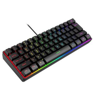 Teclado de película con cable 61 Luces RGB Tipo C Teclado ergonómico retroiluminado USB para el teclado de la computadora portátil de juegos de PC