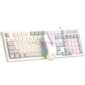 Juego de teclado y mouse para juegos con cable Color mixto Bloqueo de color claro Sensación mecánica 98 teclas para computadora de escritorio Notebook HKD230808