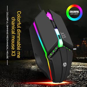 Souris de jeu filaire 4 boutons rétro-éclairé souris USB ergonomique 1000 DPI rétro-éclairage souris optique réglable pour PC Gamer ordinateur de bureau