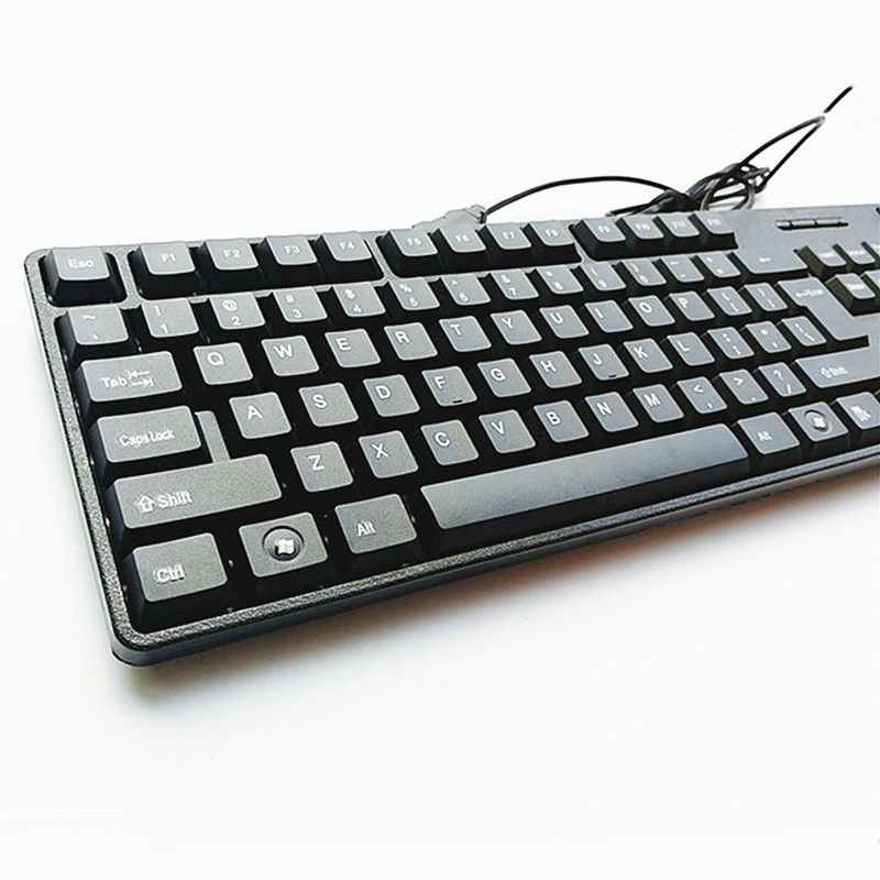 لوحة مفاتيح سلكية للكمبيوتر الشخصي 104 مفاتيح الحجم الكامل لوحة مفاتيح الكمبيوتر المهنية القابس العربي الفرنسي الروسي وتشغيل سائق مجاني