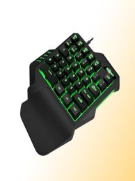 Teclado de Gaming de una sola mano con cable, teclado de mano izquierda retroiluminado con LED de escritorio profesional USB, ergonómico con Wirst para juegos 3699018